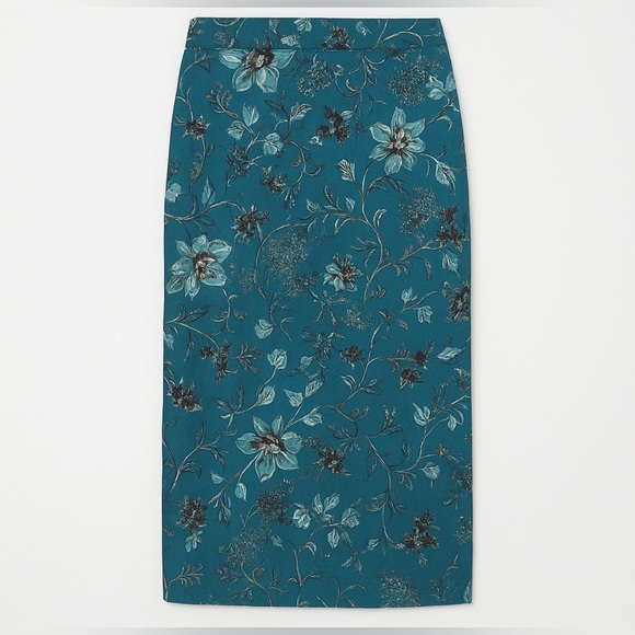 Band of the Free Skirt Small Deep Teal Floral Ruched Midi Boho India - Picture 7 of 7